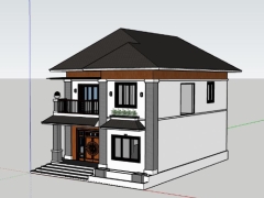 Thiết kế biệt thự 2 tầng 8.5x14.3m dựng model sketchup