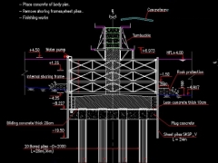 Thiết kế cad Bản vẽ thi công trụ cầu ngập nước trên hệ sàn đạo Anh ngữ