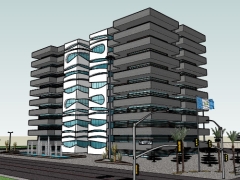Thiết kế cao ốc tòa nhà 27x30m đẹp model sketchup 