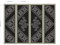Thiết kế cnc cổng 4 cánh hoa văn