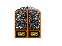 Thiết kế cnc cổng chùa 2 cánh hoa sen và trống đồng