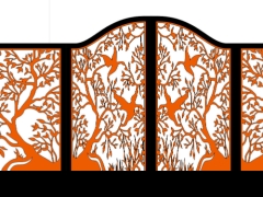 Thiết kế cổng 4 cánh cnc hình cây và chim cực chất