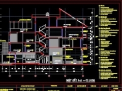 Thiết kế công trình nhà ở phố lệch 4 tầng : 5x22.7m.file cad kiến trúc-điện nước -file phối cảnh