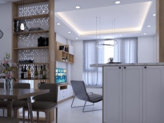 Thiết kế dựng 3d su nội thất phòng khách bếp