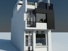Thiết kế kiến trúc cơ bản và file phối cảnh nhà ở phố kich thước 5x15.2m 