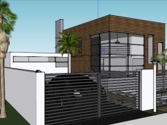 Thiết kế mẫu nhà phố 1 tầng model 3d sketchup 