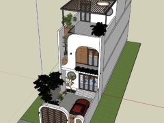 Thiết kế mẫu nhà phố 3 tầng model su việt nam 5x15.8m