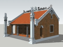 Thiết kế mẫu nhà thờ họ 3 gian kích thước 8.8x9.5m ( File sketchup + autocad)