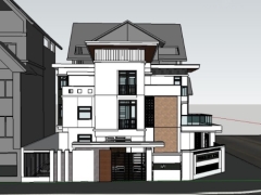 Thiết kế ngoại thất nhà phố cực đẹp sketchup