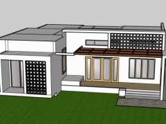 Thiết kế nhà 1 tầng mái bằng 27x12m model sketchup