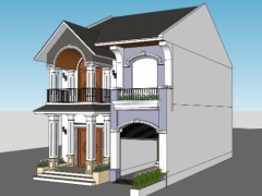 Thiết kế nhà 2 tầng 5x15m model sketchup đẹp