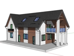 Thiết kế nhà 2 tầng 7x17m model sketchup đẹp