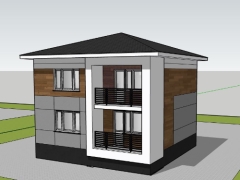 Thiết kế nhà 2 tầng 9x12m model sketchup