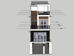 Thiết kế nhà 3 tầng 5x13m model sketchup