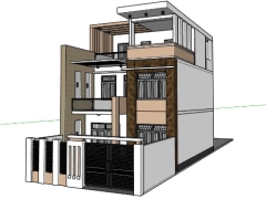 Thiết kế nhà 3 tầng 7.8x11m model sketchup