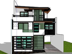 Thiết kế nhà 3 tầng model sketchup 10x11m