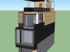 Thiết kế nhà 4 tầng 4.5x16m model sketchup