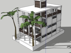 Thiết kế nhà 4 tầng dựng model sketchup việt nam 9x15m