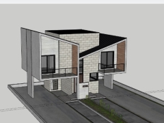 Thiết kế nhà biệt thự 2 tầng 10.4x9m dựng model .skp