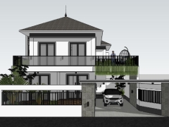 Thiết kế nhà biệt thự 2 tầng 12.2x15.2m model .skp