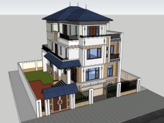 Thiết kế nhà biệt thự 3 tầng dựng model .skp 18x20m