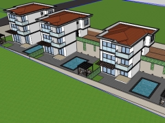 Thiết kế nhà biệt thự liền kề dựng model sketchup 