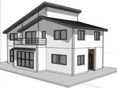 Thiết kế nhà mái lệch 2 tầng file sketchup 10x14m