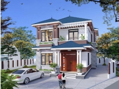 Thiết kế nhà mái nhật 2 tầng 8x15m dwg