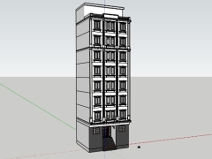Thiết kế Nhà nghỉ 9 tầng 10.4x10.1m dựng model sketchup