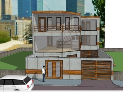 Thiết kế nhà phố 3 tầng 12x15m model sketchup