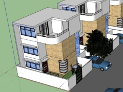 Thiết kế nhà phố 3 tầng 8.4x9m dựng model skp