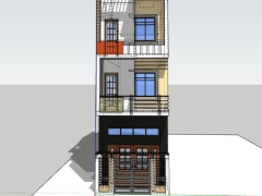 Thiết kế nhà phố 4 tầng kt 4x15m model 3d sketchup