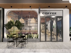 Thiết kế nội thất cửa hàng cafe file Sketchup 2020 