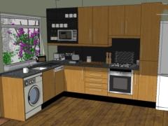 Thiết kế nội thất không gian bếp đẹp hiện đại sketchup