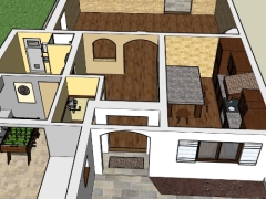 Thiết kế nội thất nhà ở 1 tầng dựng model sketchup 
