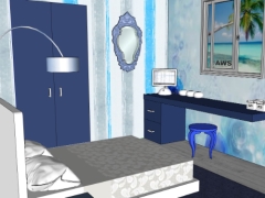 Thiết kế nội thất phòng ngủ tone xanh
