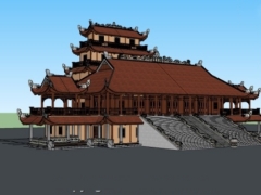 Thiết kế Phối ngoại cảnh chùa Sketchup
