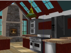 Thiết kế phòng bếp đẹp model 3d sketchup