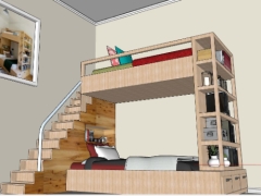 Thiết kế phòng ngủ đôi cho bé model sketchup
