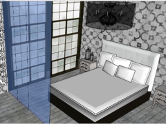 Thiết kế phòng ngủ hiện đại model sketchup