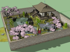 Thiết kế quán trà phong cách Nhật Bản dựng sketchup