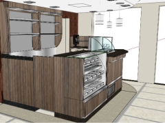 Thiết kế sketchup quầy bar cửa hàng cà phê