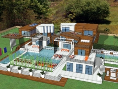 Thiết kế villa nghỉ dưỡng có hồ bơi đẳng cấp model sketchup