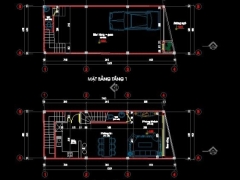 Tổng hợp cad_ bản vẽ cad nhà 4.6x12.4m đầy đủ 4 tầng và tầng tum tầng mái