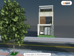Tổng hợp mẫu thiết kế nhà phố hiện đại + phối nội thất kích thước 5x20m (file sketchup + video vray)
