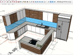 Triển khai bếp, quầy đảo bếp (Sketchup)