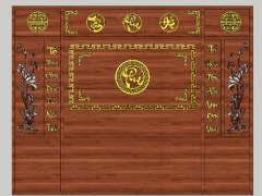 Vách thờ hoa sen+ câu đối thư pháp file dxf+sketchup chuẩn abf sản xuất