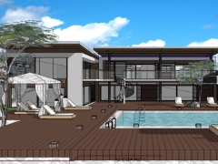 Villa nghỉ dưỡng có hồ bơi ngoài trời model 3d su