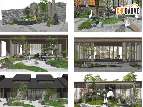 sketchup sân vườn,sân vườn nhật,model sketchup tiểu cảnh sân vườn,tiểu cảnh nhật,cảnh quan sân vườn,Model sân vườn