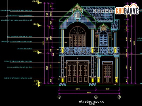 biệt thự 2 tầng,nhà ở gia đình 2 tầng,biệt thự 2 tầng 9x19.8m,Filethietke biệt thự 2 tầng,Cad biệt thự 2 tầng,BV biệt thự 2 tầng 9x19.8m